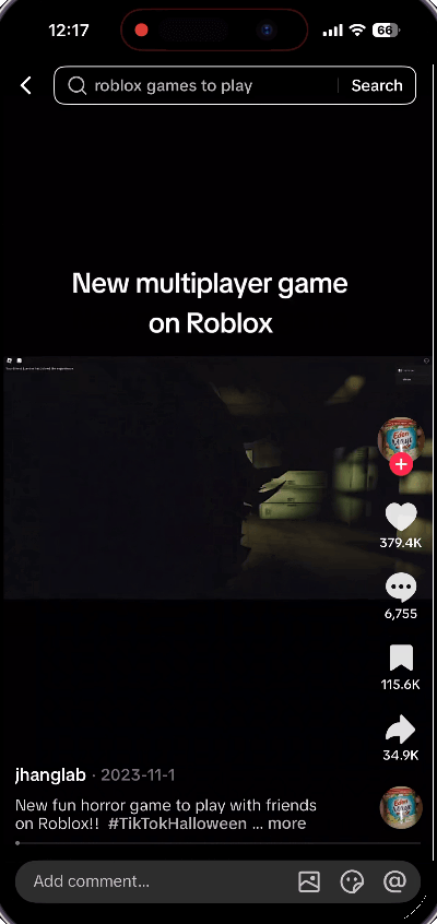 A Roblox clip posted on TikTok